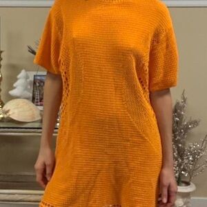 Orange Knit Mini Dress